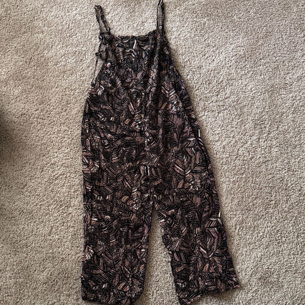 Ecote Black and Brown Leaf Print Jumpsuit